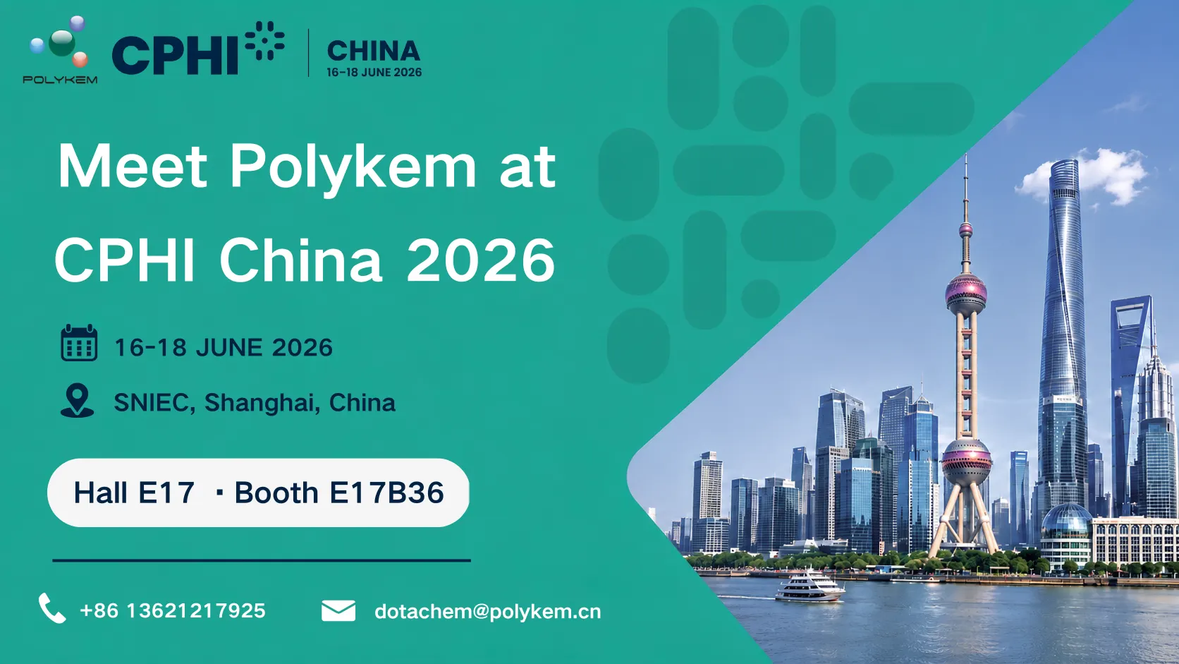 Polykem esporrà a CPHI e PMEC China 2026
